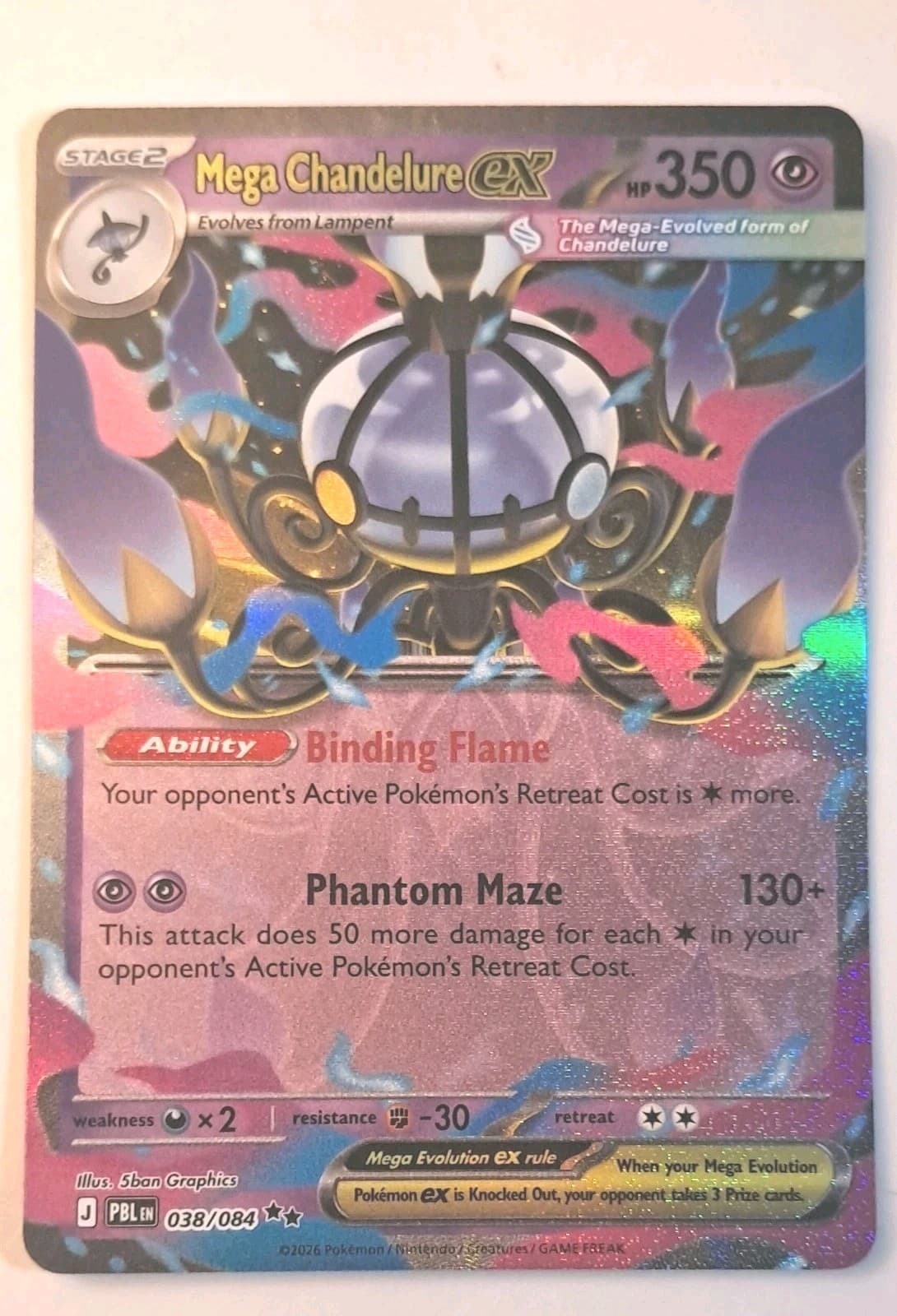 Pokemon TCG Mega Chandelure ex 038/084 Pitch Black Double Rare Holo