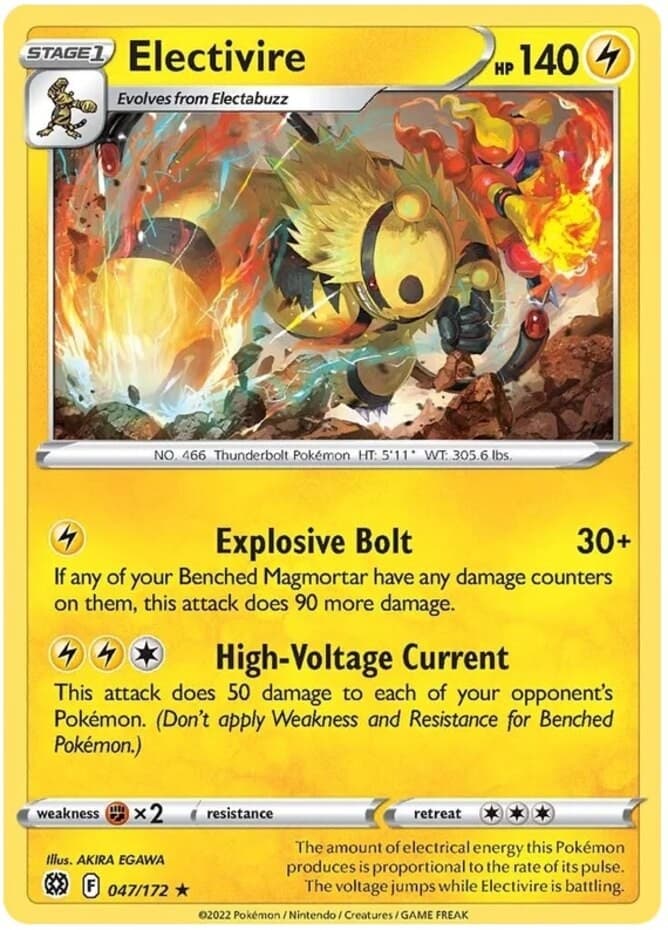 Electivire - 047/172 - Rare (Lp) Brilliant Stars - Lightning Pokémon