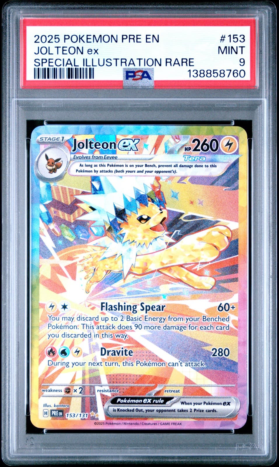 2025 POKEMON PRE EN-PRISMATIC EVOLUTIONS #153 JOLTEON EX PSA 9