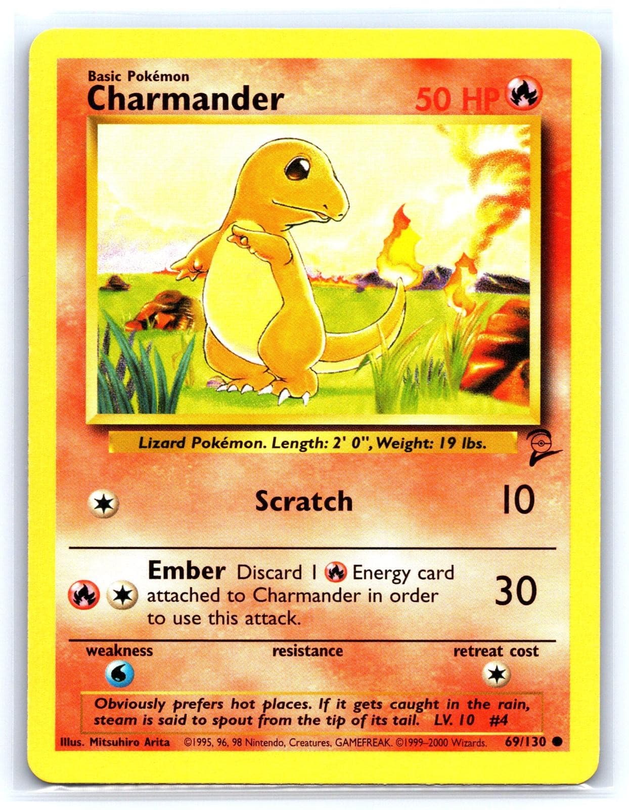 Charmander 69/130 Common Base Set 2 Pokemon Moderately Played