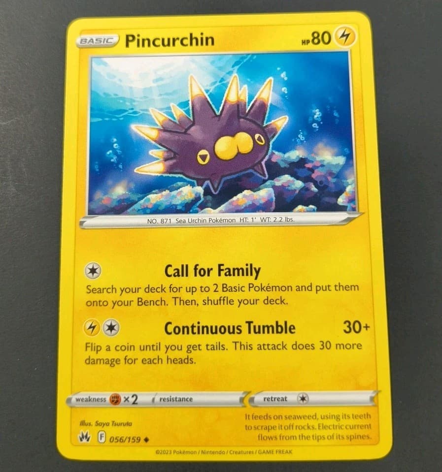 Pokemon Crown Zenith Pincurchin Uncommon Card 056/159 NM