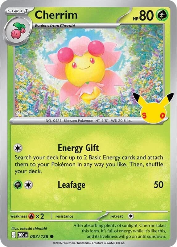 Pokemon TCG 30th Celebration Cherrim Holo #7/128