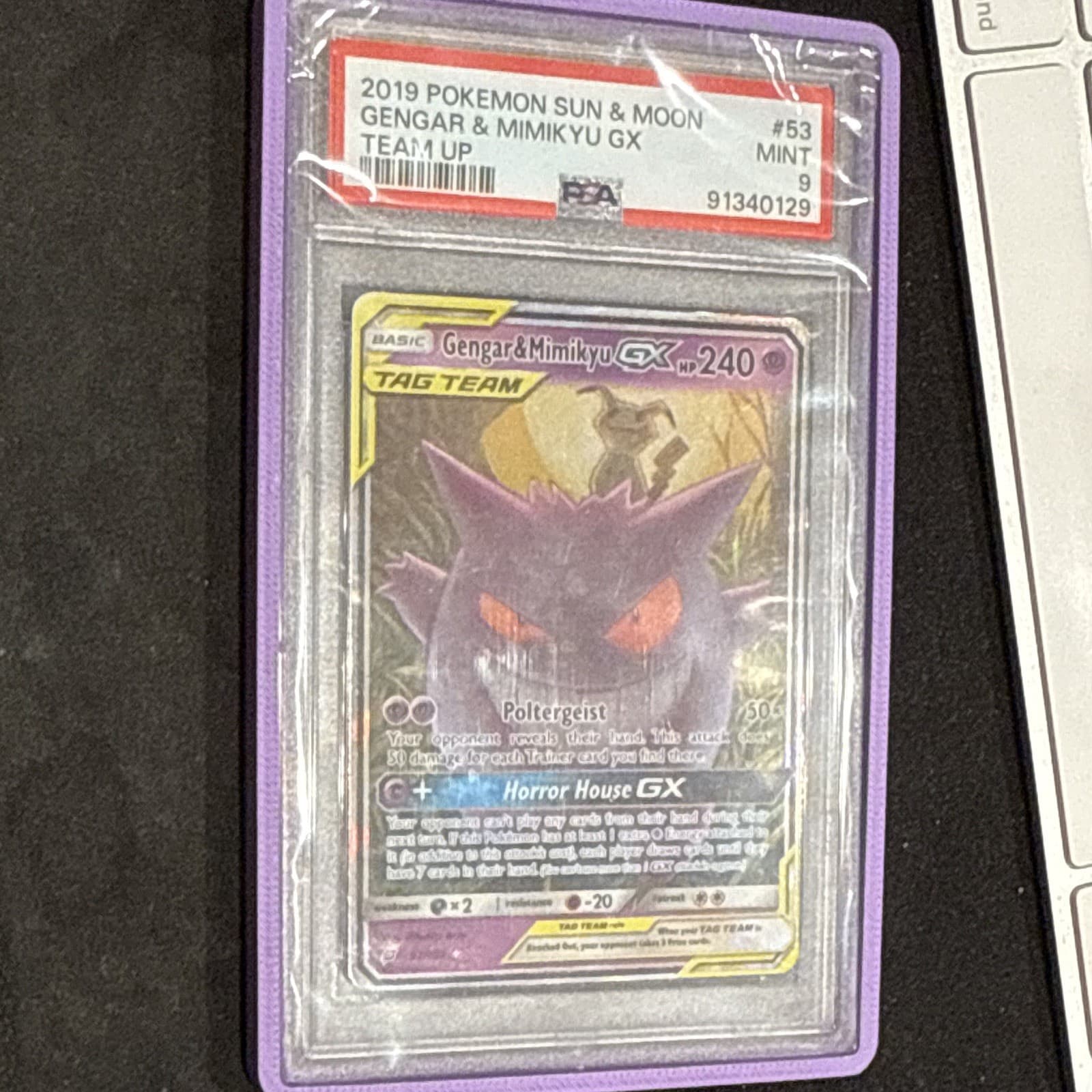 PSA 9 Gengar & Mimikyu GX TAG TEAM Holo Ultra Rare 2019 53/181 Team Up