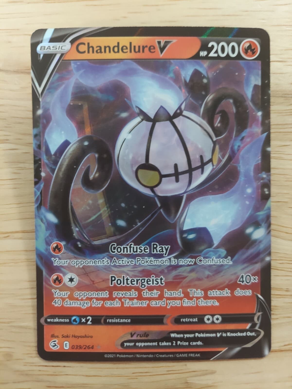 Chandelure V 039/264 Fusion Strike NM Ultra Rare Pokemon Card