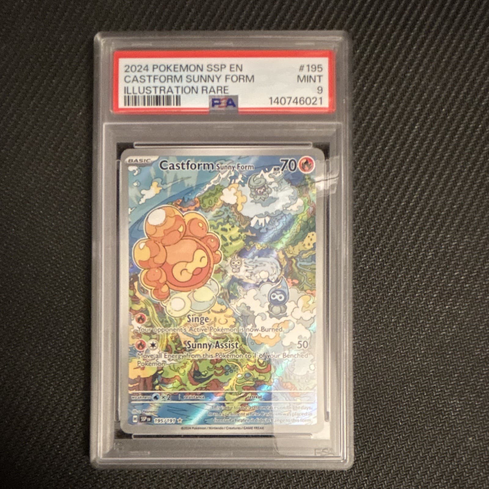 Pokemon SV08 Surging Sparks Castform Sunny Form IR Holo EN 195/191 PSA 9