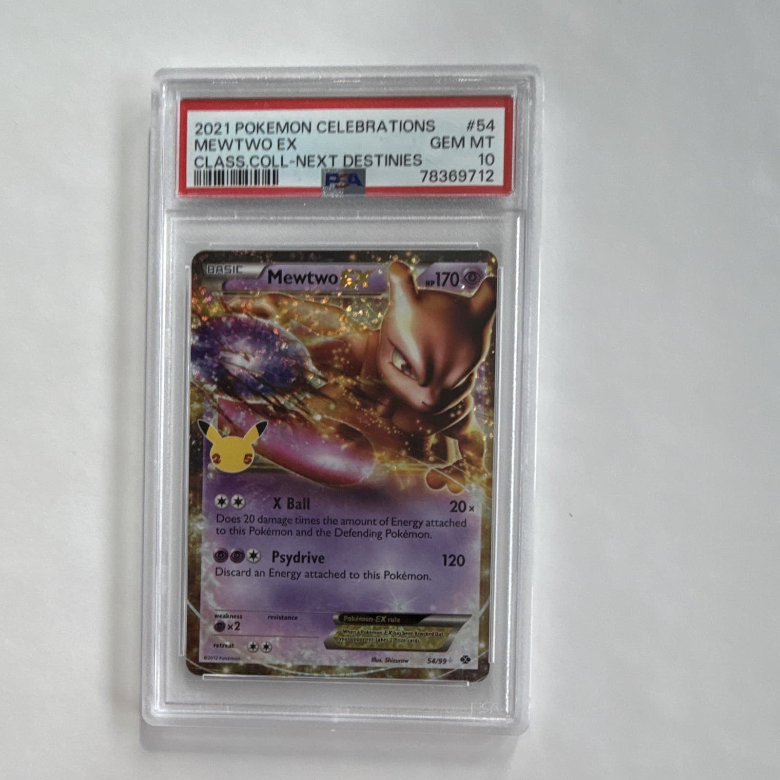 Mewtwo ex 54/99 Celebrations Classic Collection Holo Full Art PSA 10 ENG 2021