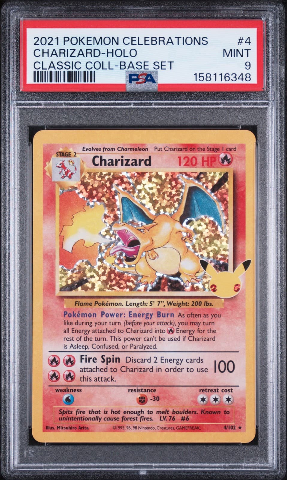 2021 POKEMON CELEBRATIONS CLASSIC COLLECTION #4 CHARIZARD-HOLO PSA 9
