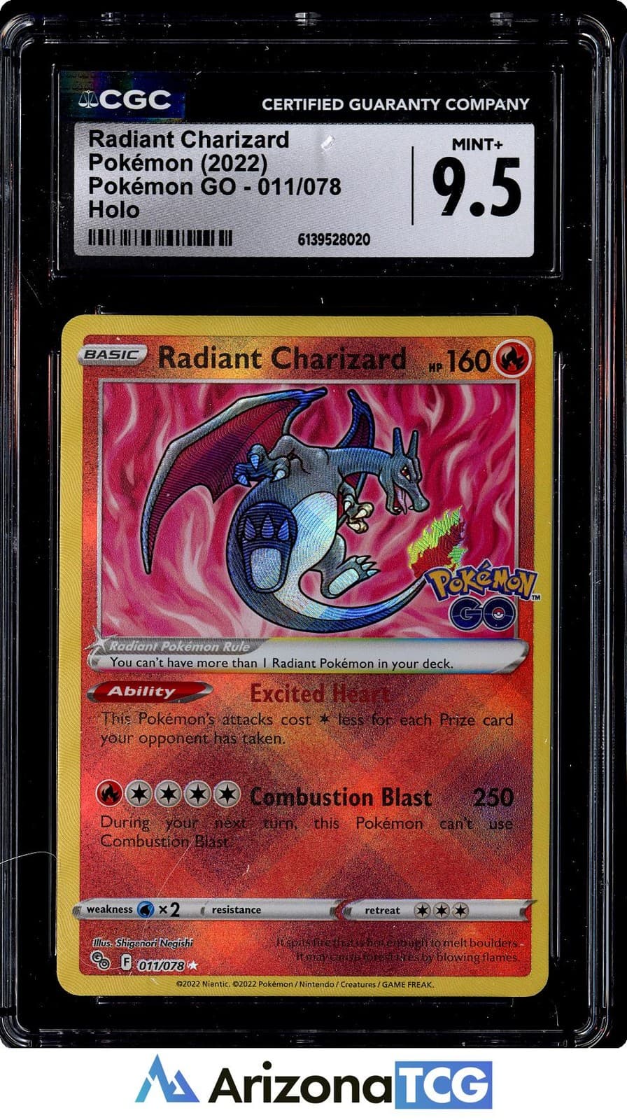 Pokemon 2022 Radiant Charizard 011/078 Holo Pokemon GO CGC 9.5