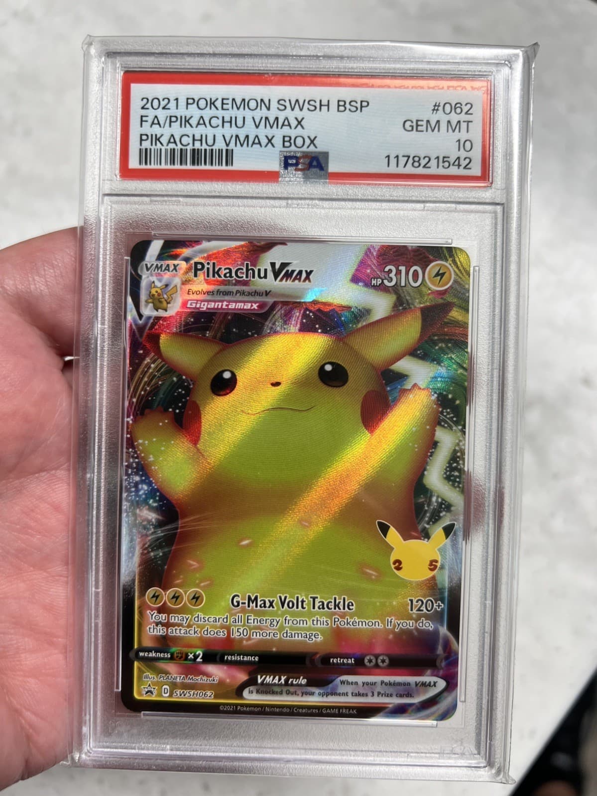 2021 Pokemon SWSH Celebrations Pikachu VMAX SWSH062 Promo PSA 10