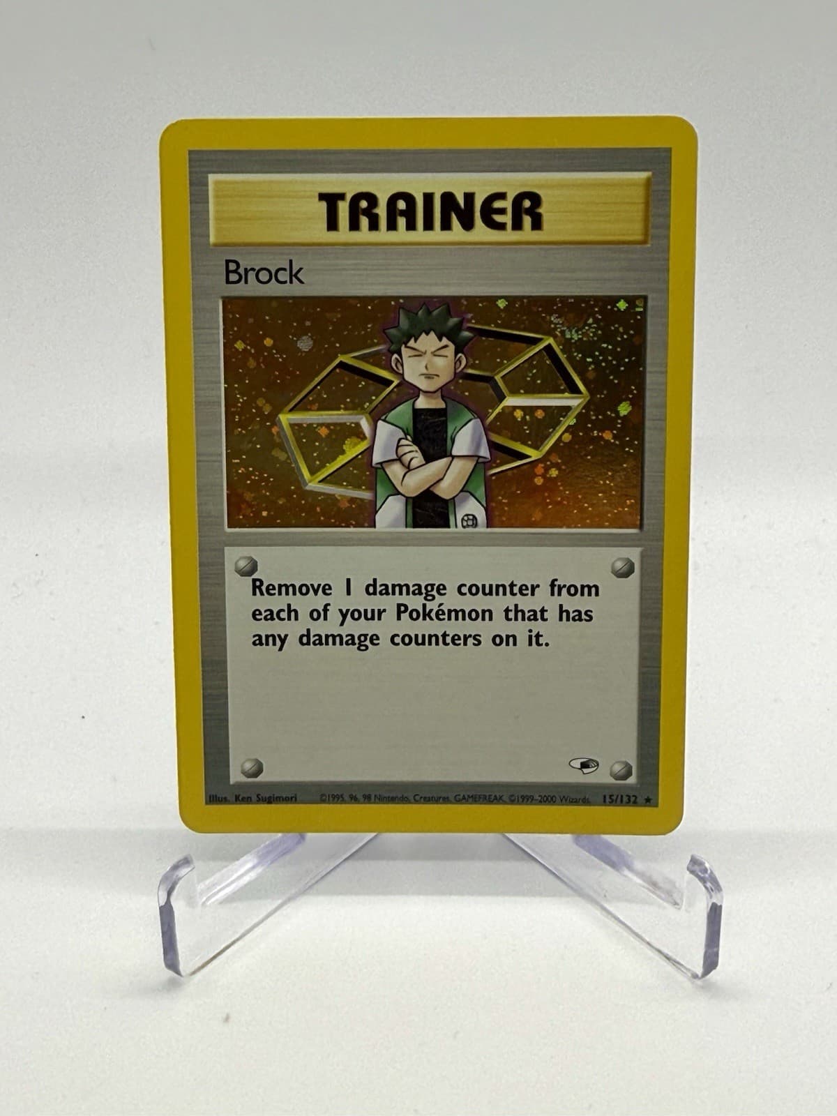 2000 Pokemon Gym Heroes Unlimited BROCK 15/132 HOLO TRAINER ENGLISH - LP/MP