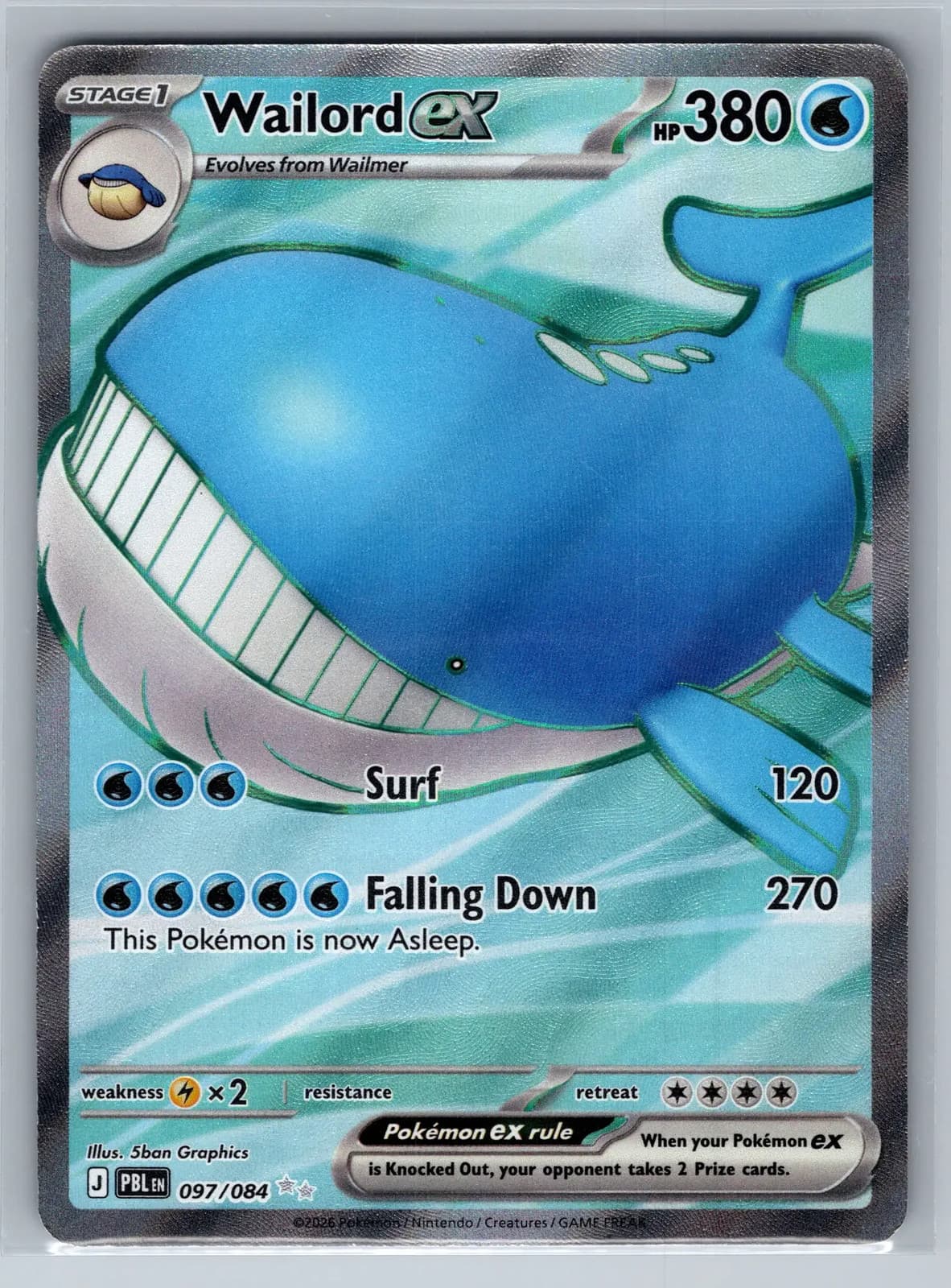 Wailord EX #97/84 2026 Pitch Black Pokemon TCG NM — photo 1 of 2