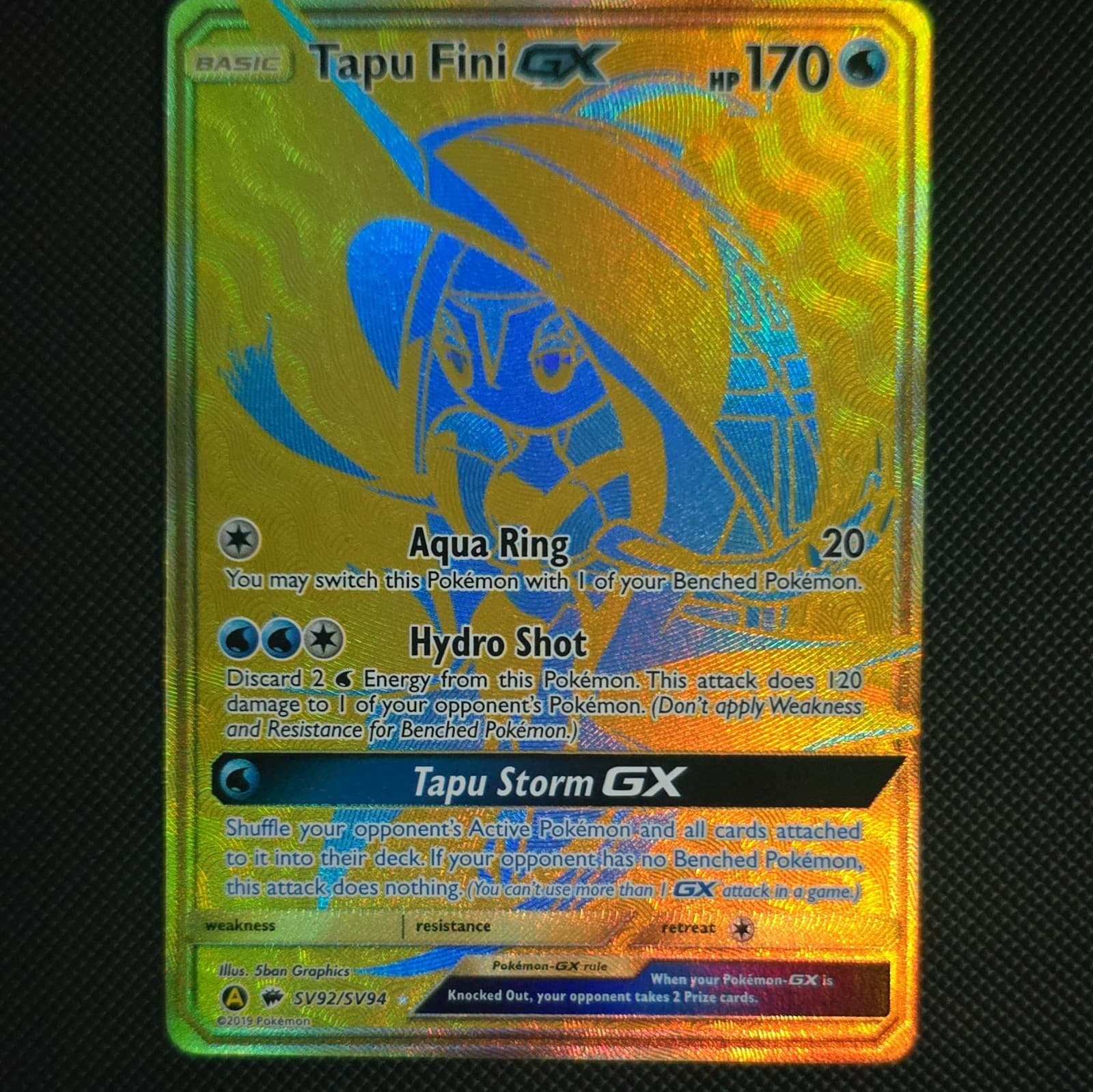 Pokemon TCG: Tapu Fini GX SV92/SV94 Hidden Fates Shiny Vault Holo HP 170