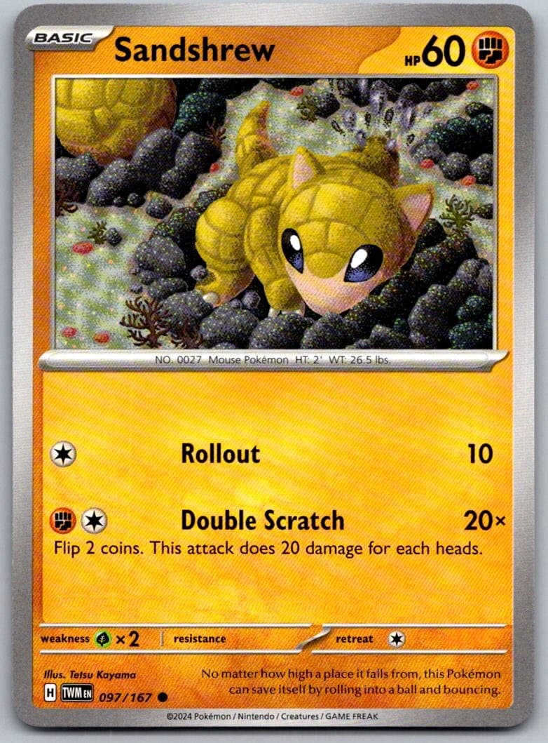 Sandshrew Twilight Masquerade 097/167 Common PokéMon — English Near Mint