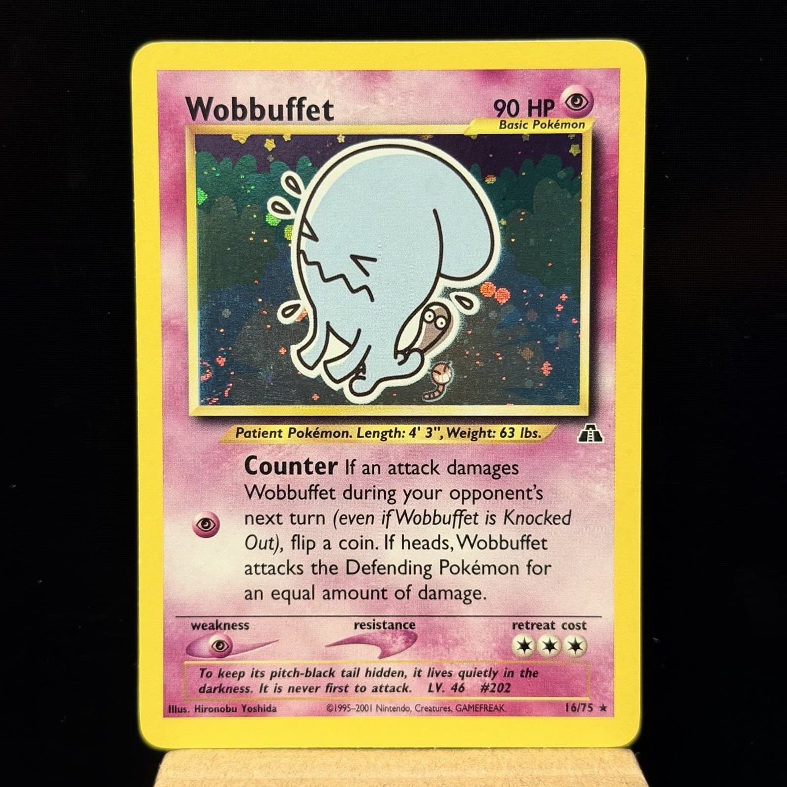 Wobbuffet 16/75 Neo Discovery Unlimited Holo Rare Pokemon Card English LP