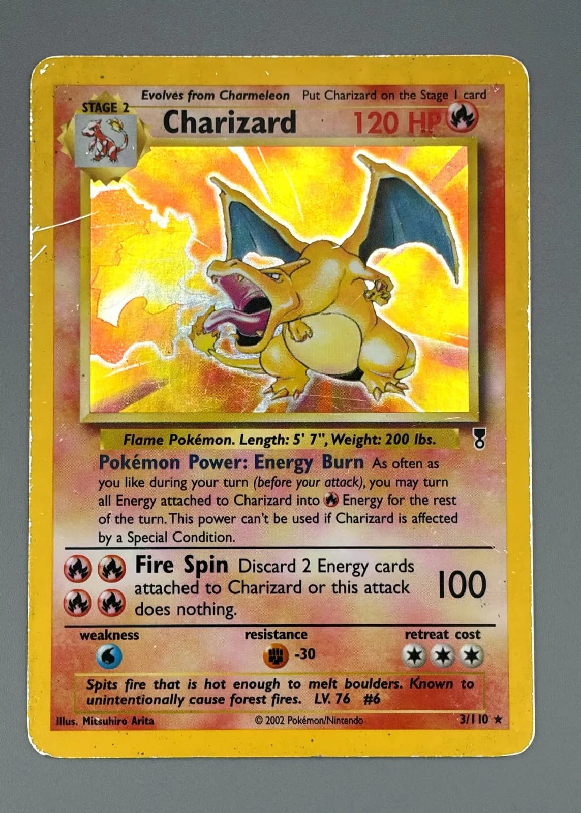 2002 Pokemon Legendary Collection Charizard 3/110 Holo Rare WOTC Vintage HP