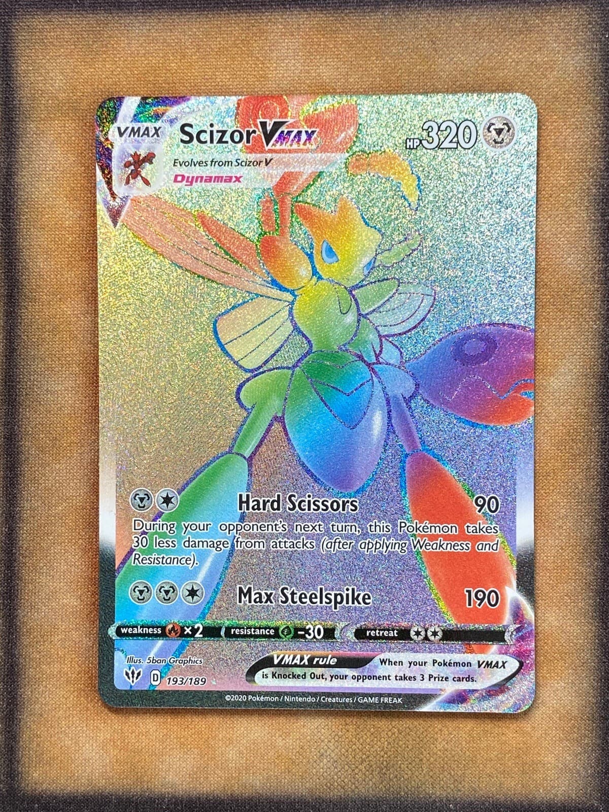 Pokemon Scizor VMAX 193/189 Darkness Ablaze Secret Rare Holo NM