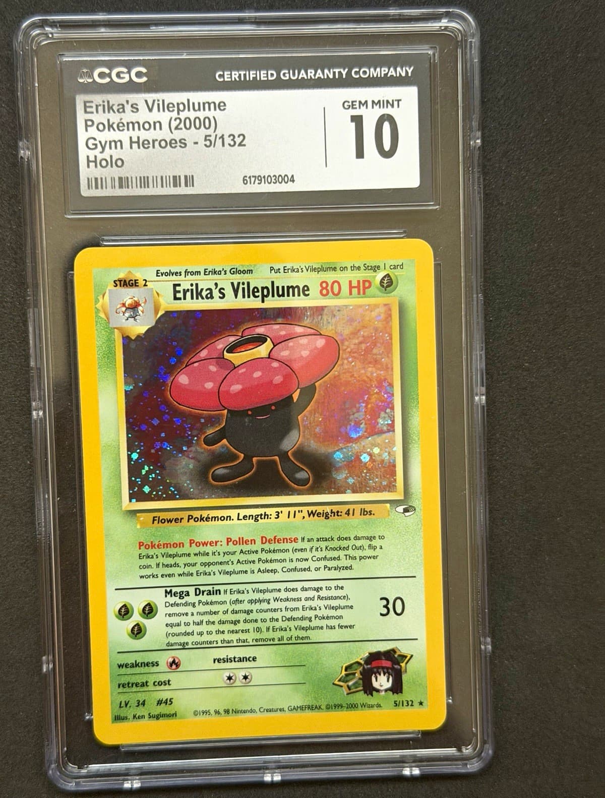 Erika's Vileplume 5/132 Gym Heroes Holo CGC 10 Gem Mint 2000 English