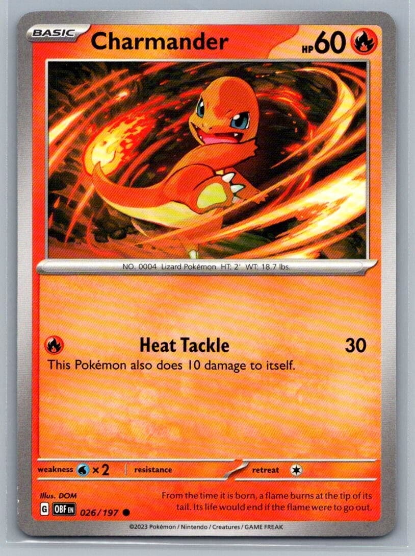 Charmander 26/197 Obsidian Flames Common Pokémon TCG 2023