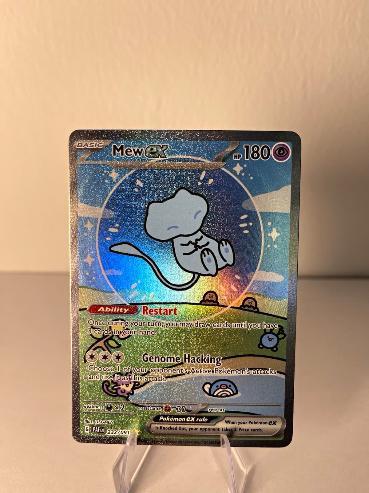 Pokemon TCG 2024 Paldean Fates Mew ex 232/091 SIR Full Art EN BUBBLE MEW
