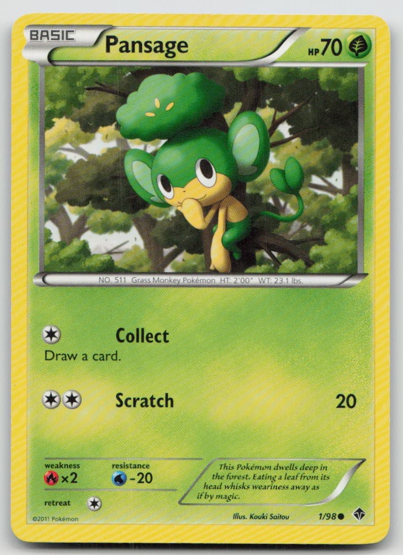Pansage 1/98 Common Emerging Powers Pokemon LP+