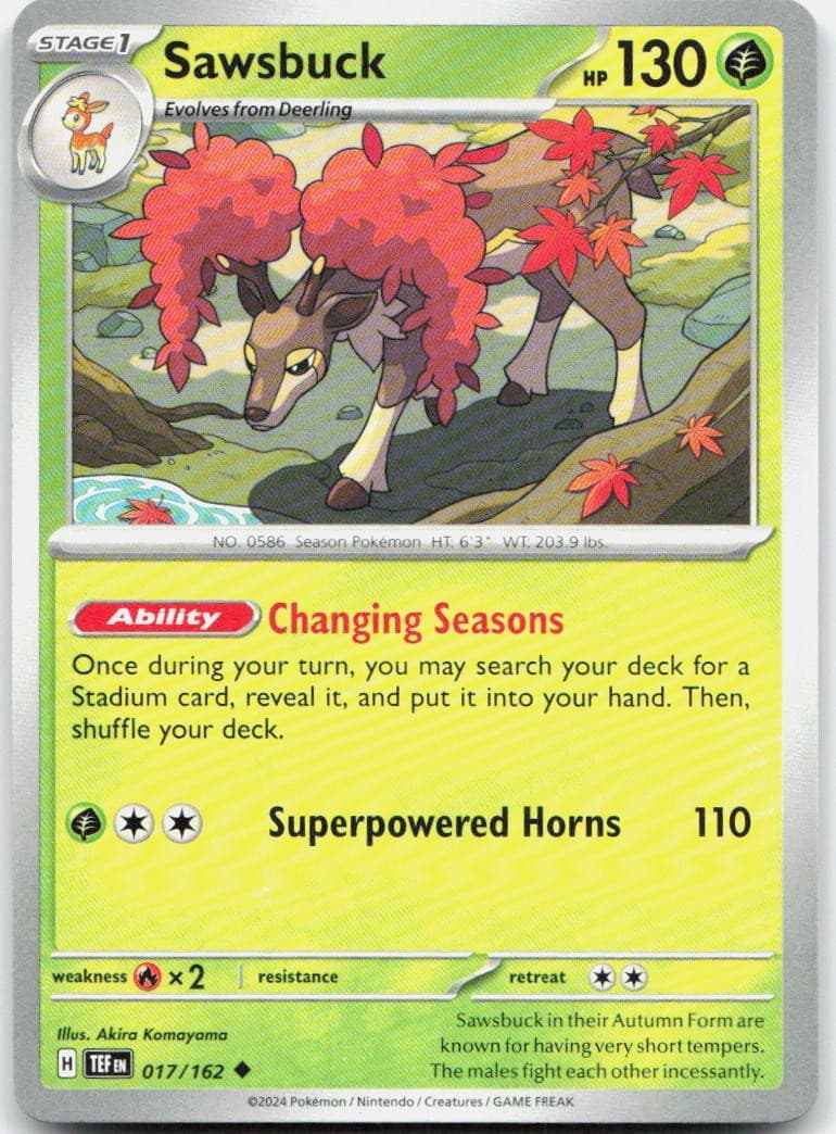 Sawsbuck 017/162 SV05 Temporal Forces U NM Pokémon — English