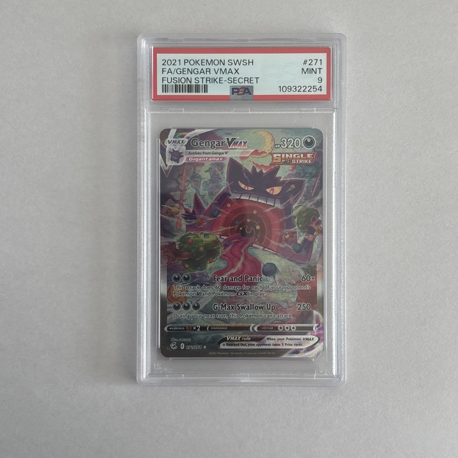 PSA 9 Gengar VMAX (Alternate Art Secret) 271/264 Swsh08: Fusion Strike Holo