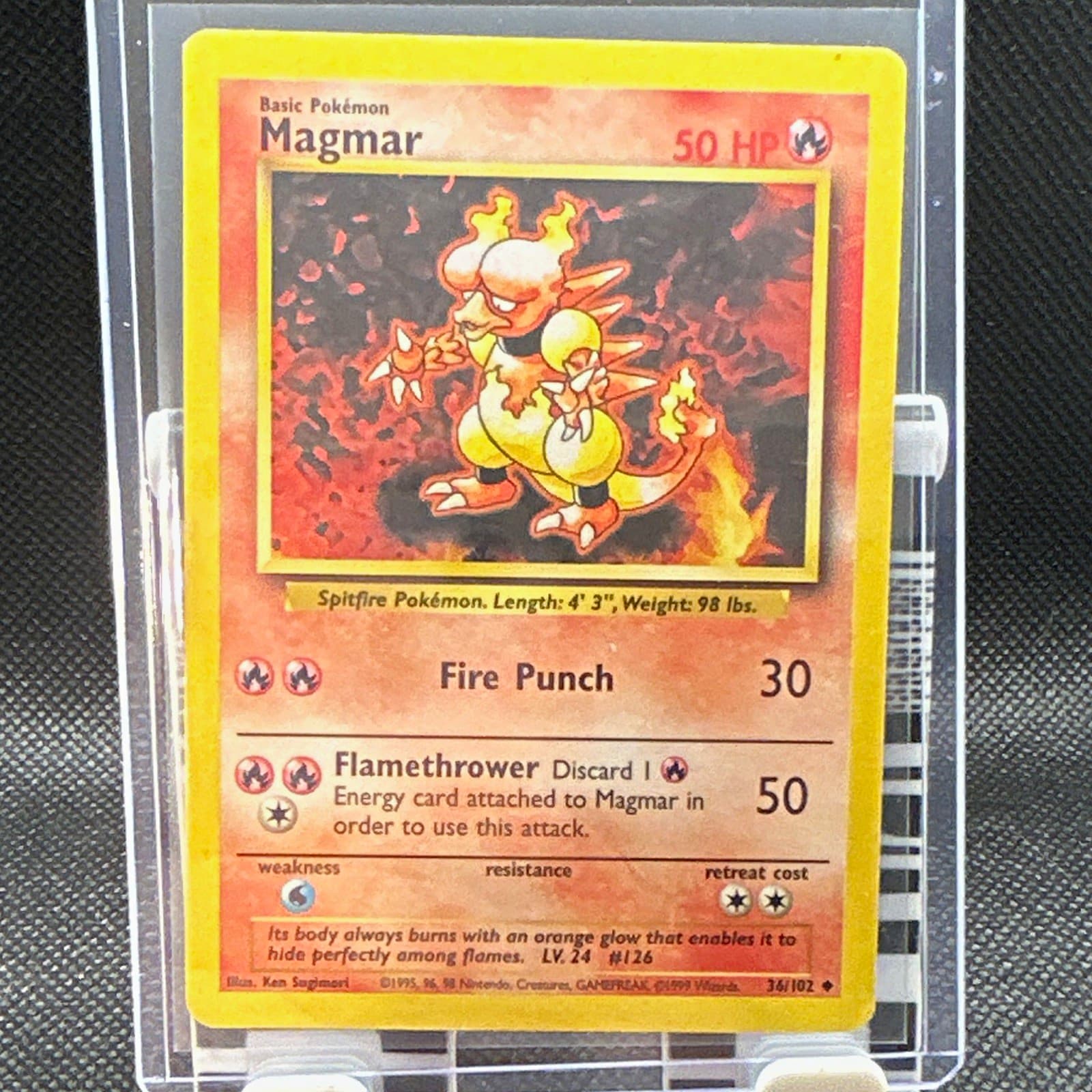 Pokemon Magmar 36/102 Base Set Uncommon Unlimited Regular EN 50HP