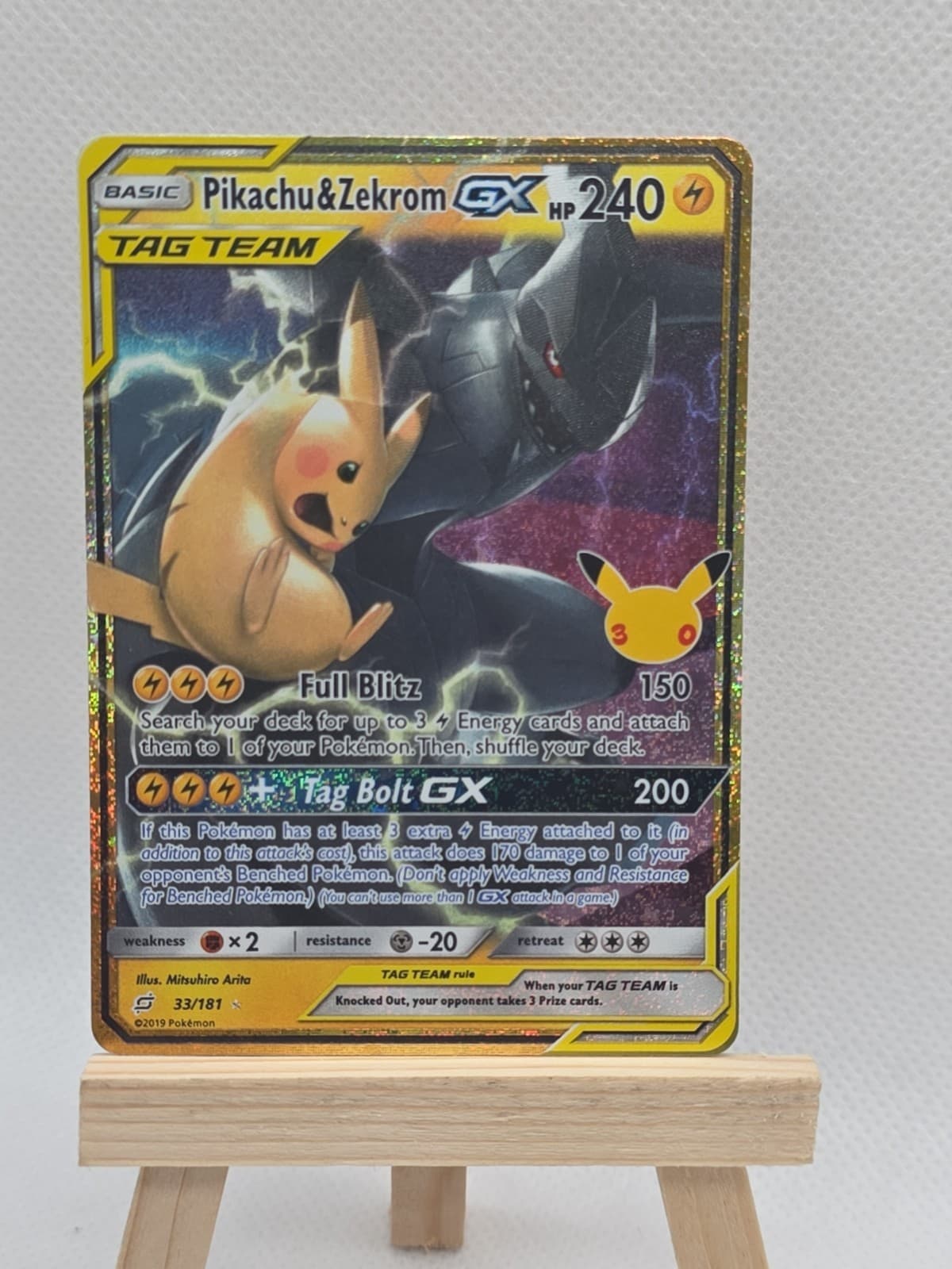Pikachu & Zekrom GX 33/181 Holo: 30th Celebration Classic Collection Pokemon 
