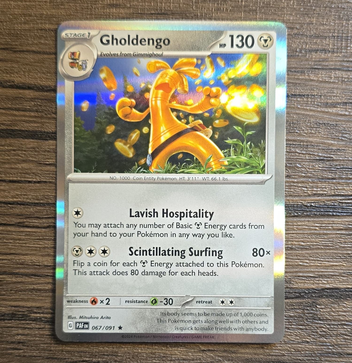Nintendo Pokemon TCG SV Paldean Fates Gholdengo 067/091 Holo Rare Eng 2024