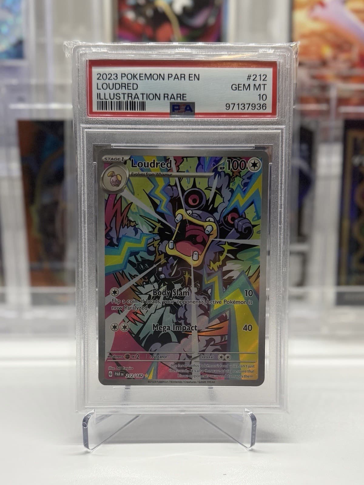 Pokemon Loudred 212/182 Paradox Rift Illustration Rare PSA 10