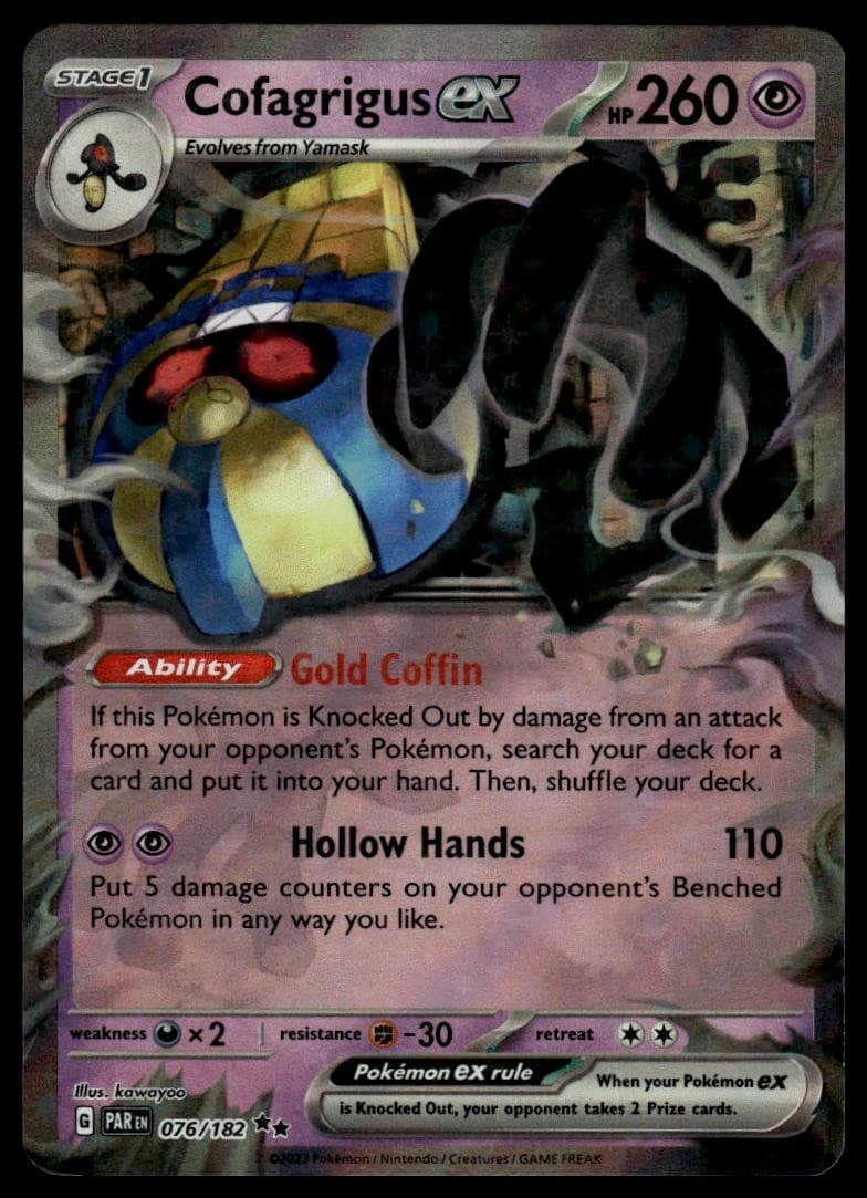 Pokemon SV04: Paradox Rift Cofagrigus ex #076/182 Holo