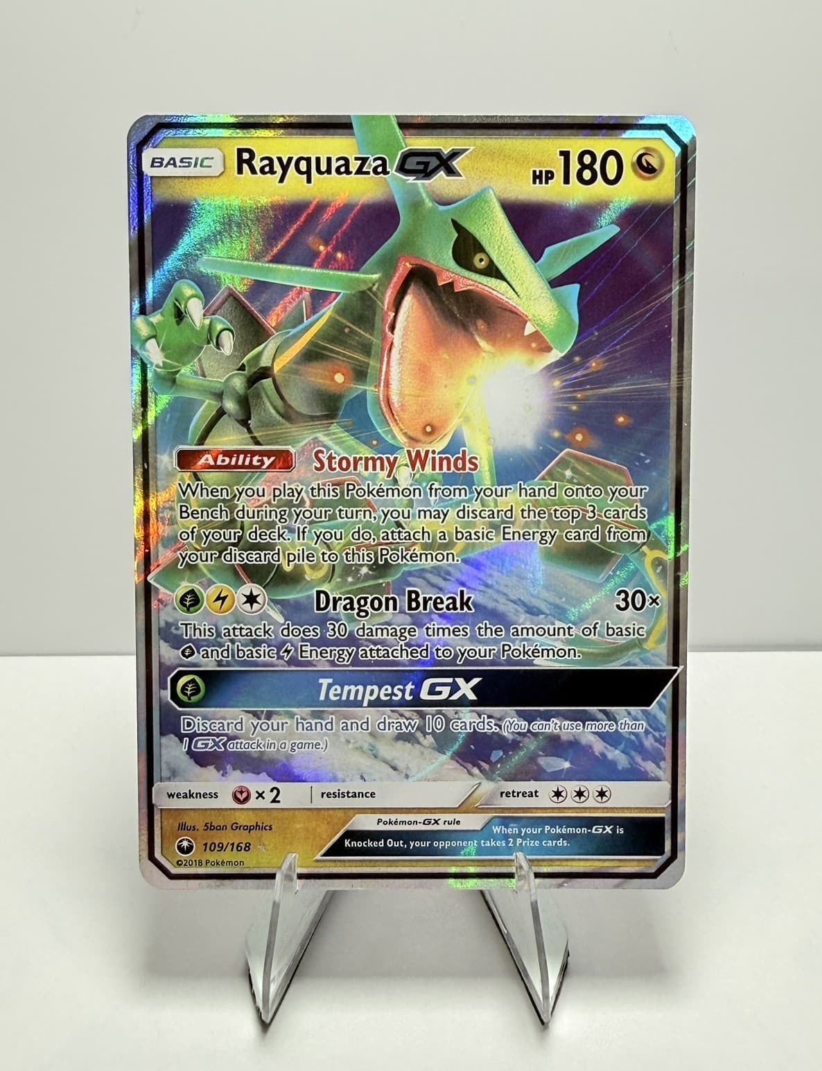 Rayquaza GX 109/168 Holo GX Rare Celestial Storm Pokemon Near Mint