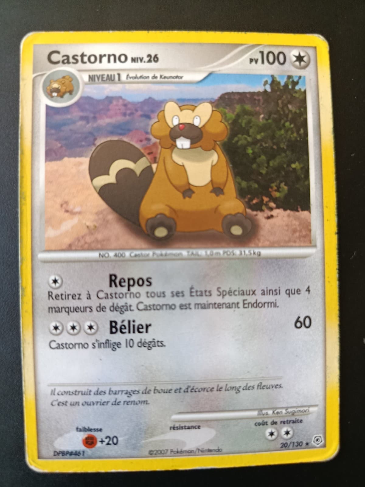 Carte Pokémon Castorno 20/130 Niv. 26 Diamant & Perle Année 2007