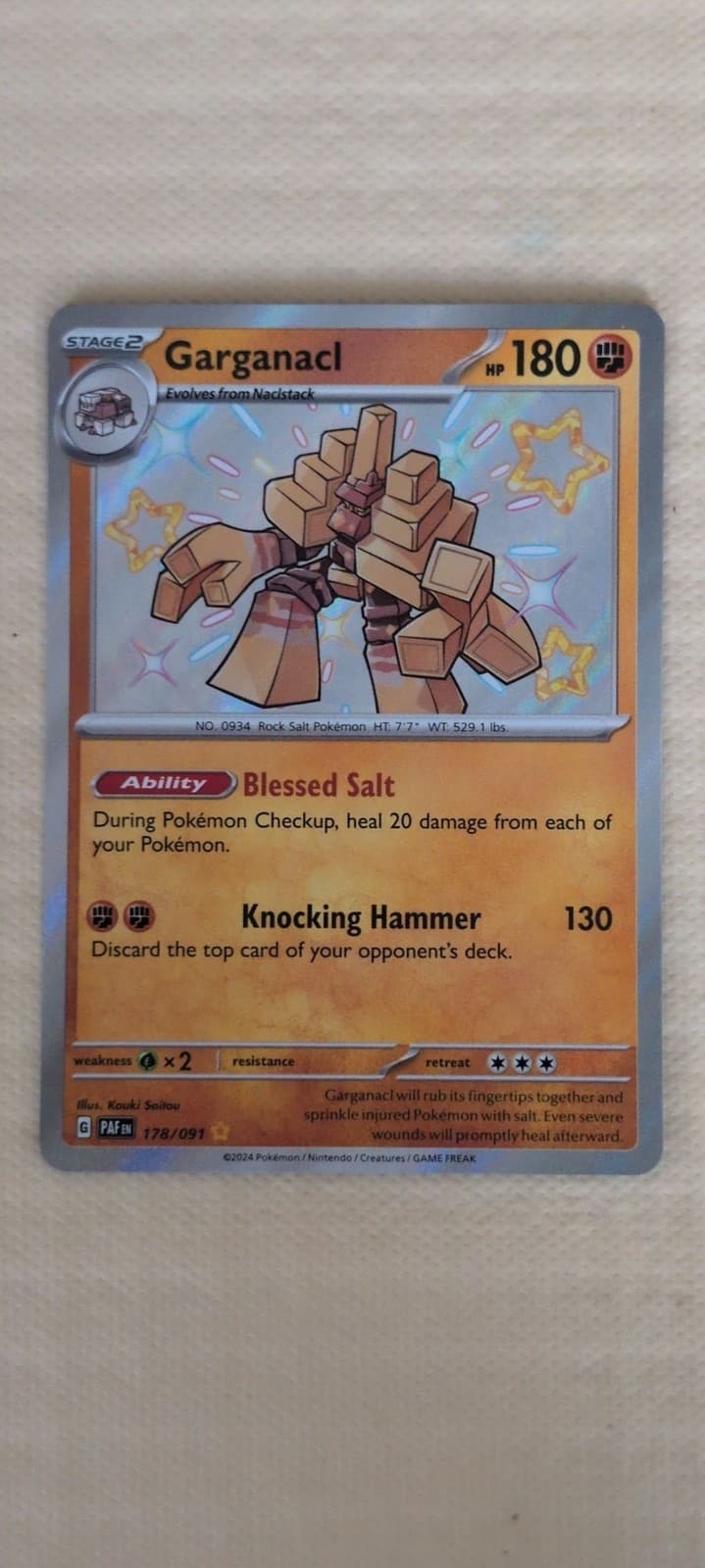 Garganacl 178 Shiny Rare - SV: Paldean Fates Pokemon 2024