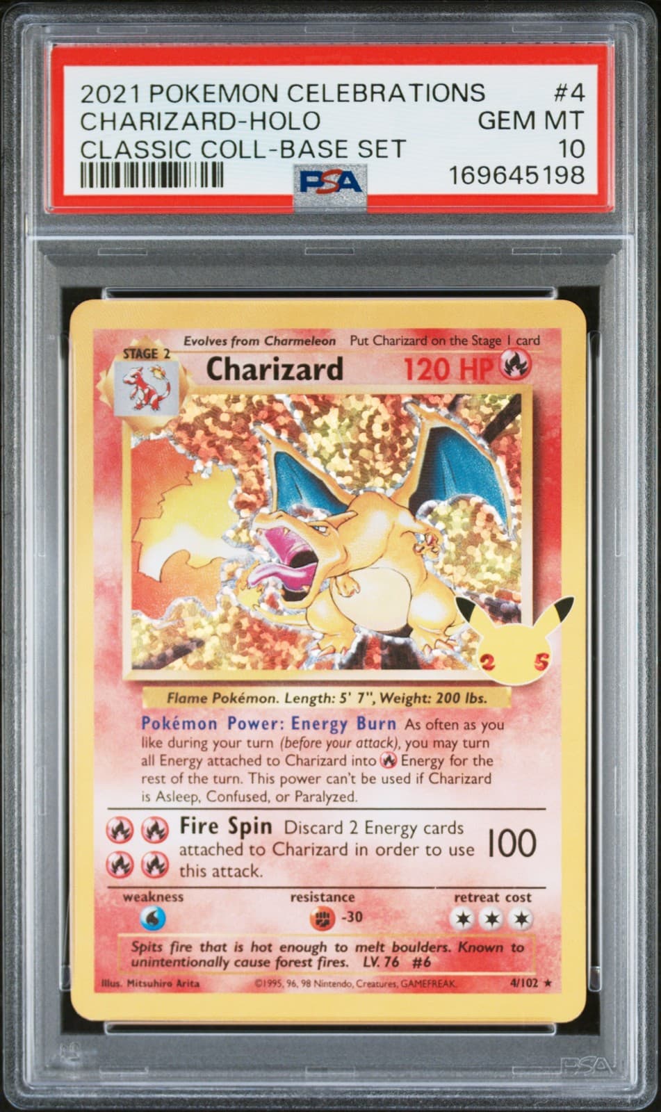 2021 POKEMON CELEBRATIONS CLASSIC COLLECTION #4 CHARIZARD-HOLO PSA 10
