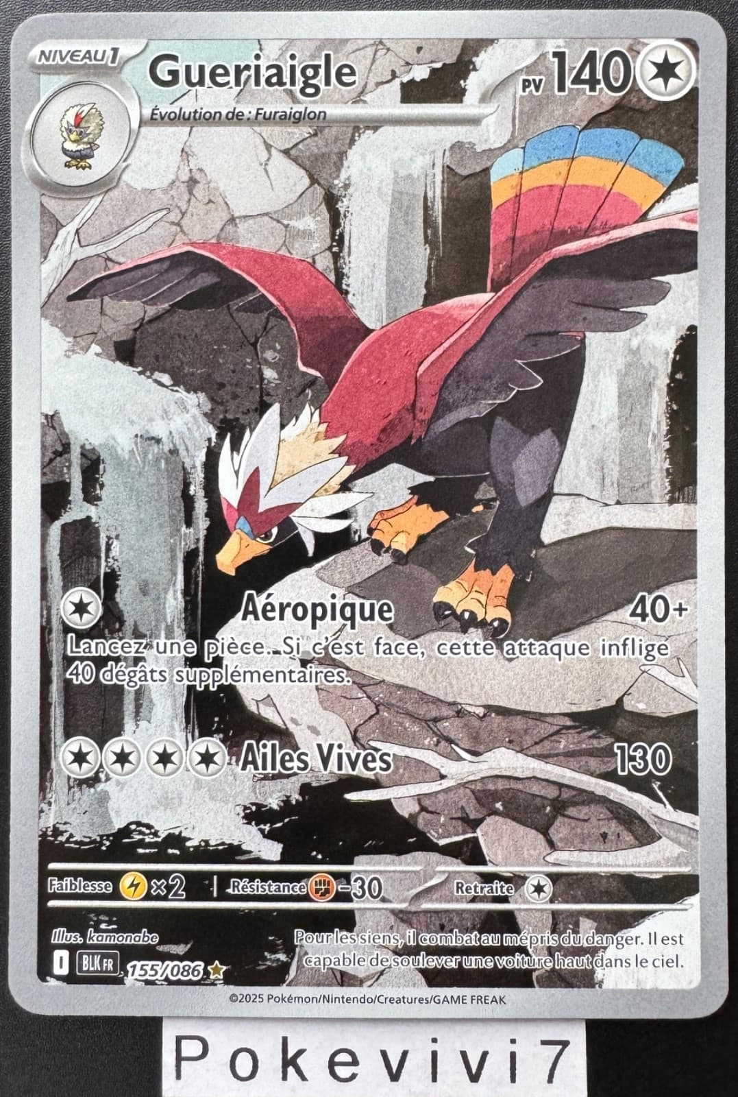 Carte Pokemon GUERIAIGLE 155/086 HOLO AR EV10.5 Foudre Noire BLK FR NEUF