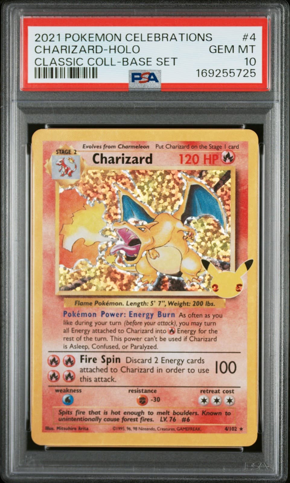 2021 POKEMON CELEBRATIONS CLASSIC COLLECTION #4 CHARIZARD-HOLO PSA 10