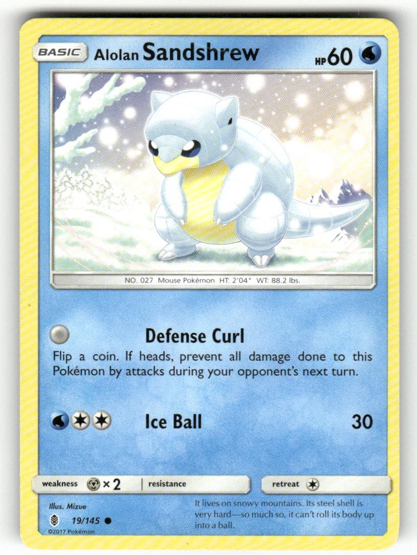 Alolan Sandshrew 19/145 Common Guardians Rising Pokemon Lightly Played