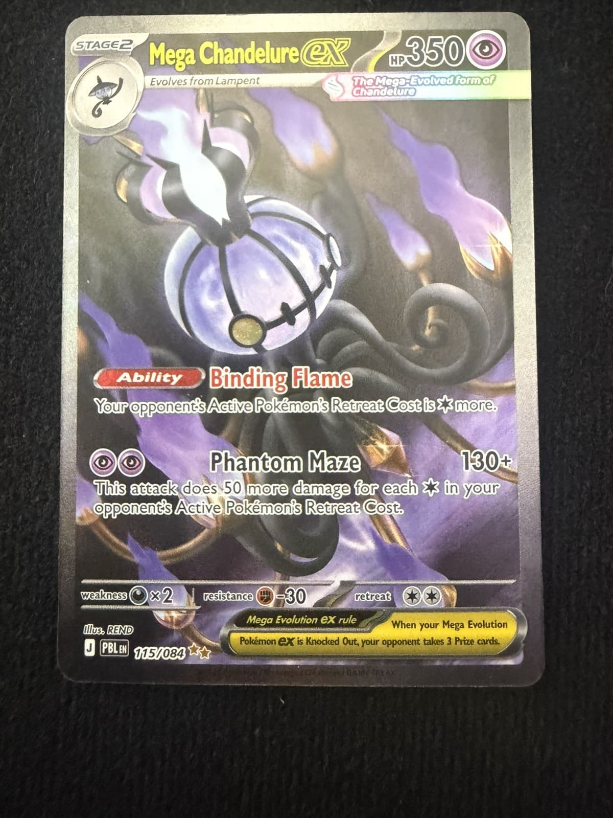 2026 Pokemon Mega Chandelure EX 115/084 SIR Pitch Black Mint