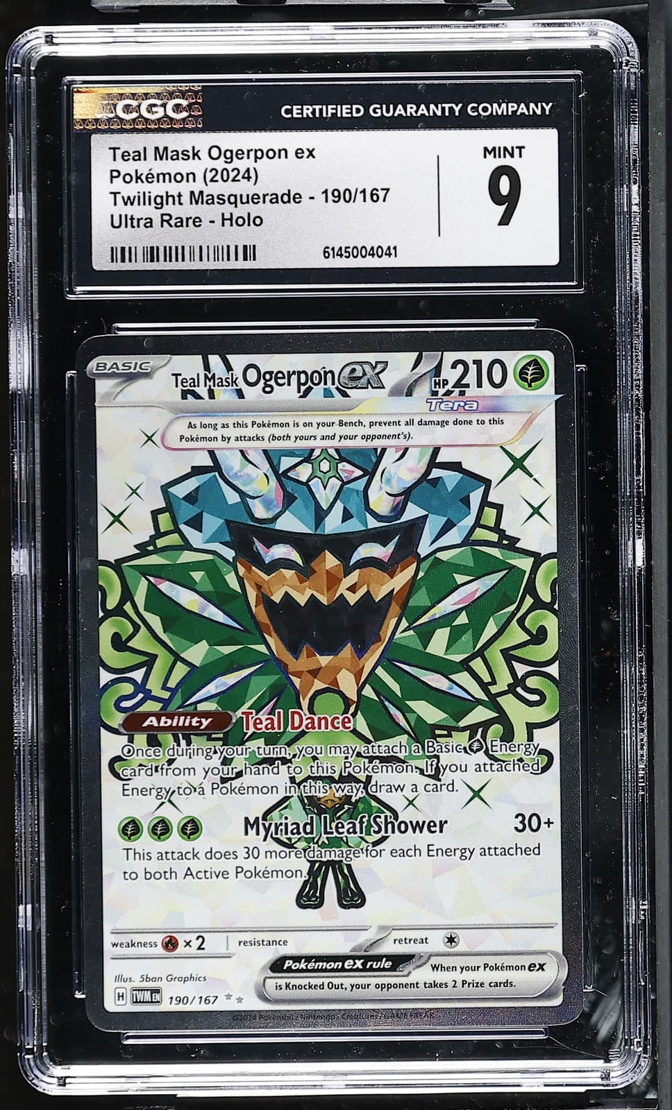 Teal Mask Ogerpon EX 190/167 Ultra Rare Holo Pokemon CGC 9 Mint