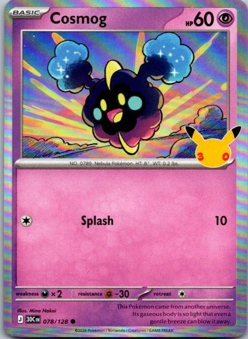 Cosmog 078/128 ME: 30th Celebration Pokemon Holo Near Mint