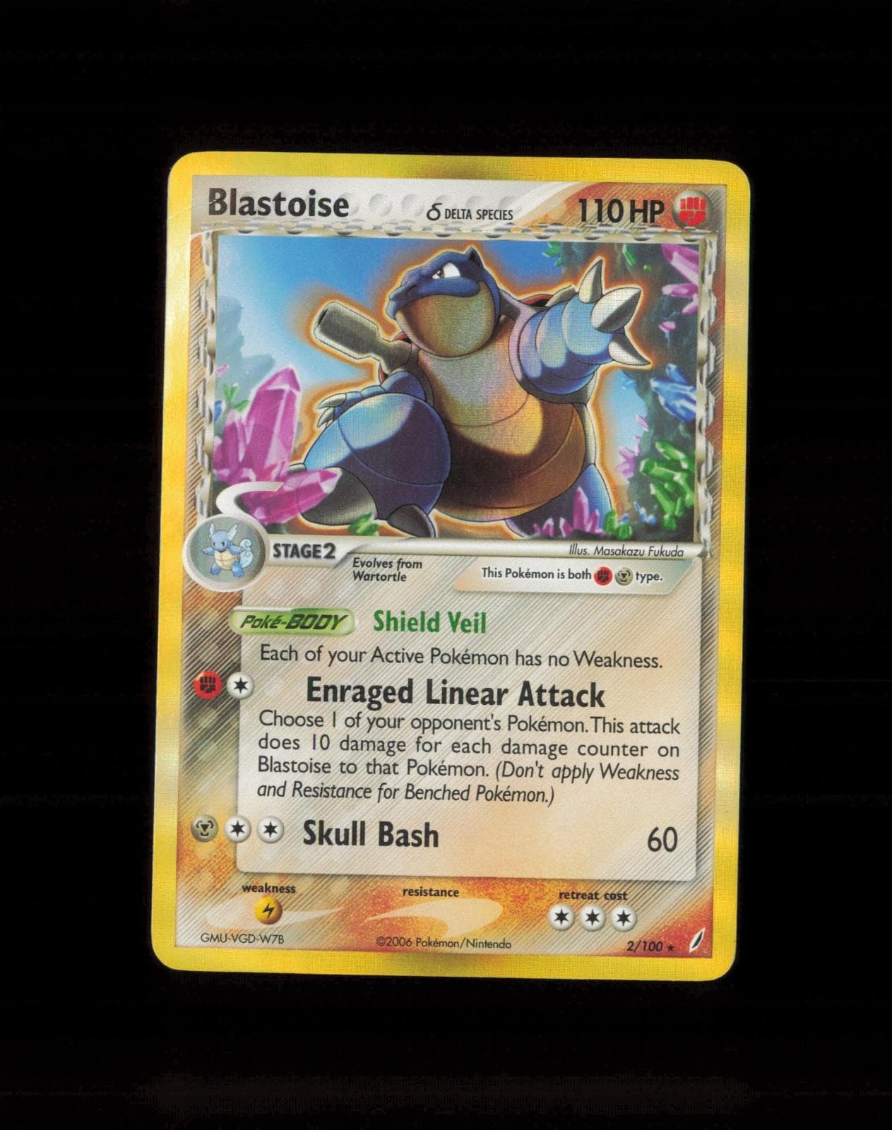 2006 Pokemon Crystal Guardians Blastoise 2/100 Holo MP
