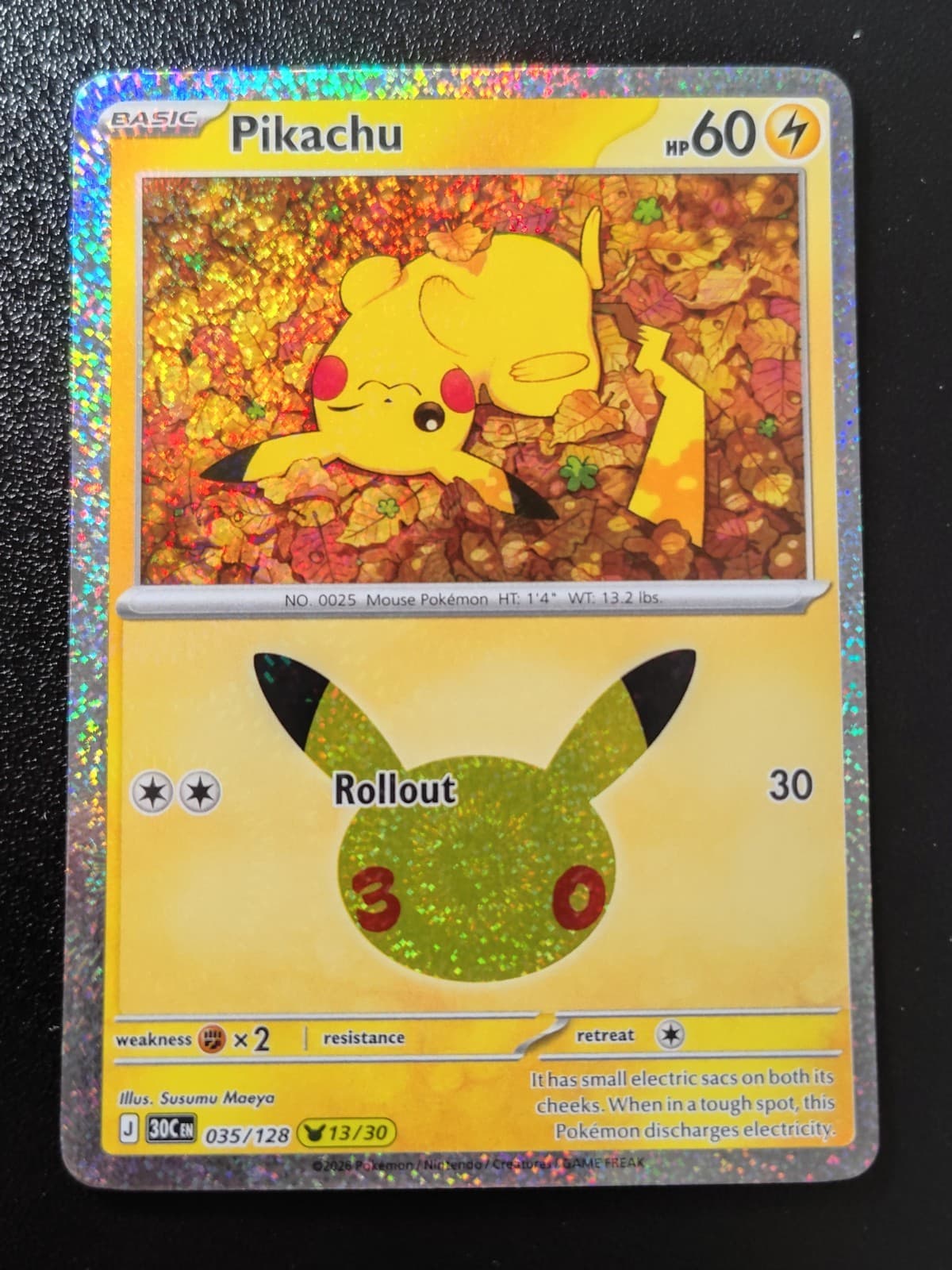 Pokemon 30th Celebration Pikachu Holo Rare Card 035/128 NM