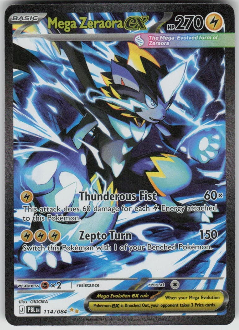 Pokemon Mega Zeraora ex 114/084 Pitch Black Holofoil SIR NM