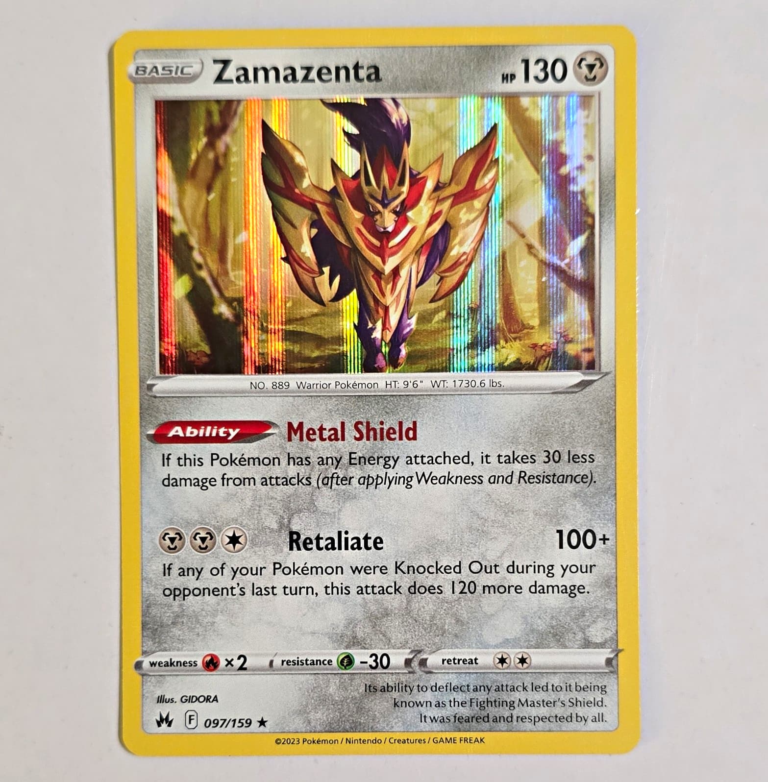 The Pokémon Company Pokemon TCG Crown Zenith Zamazenta 097/159 Holo Rare 2023