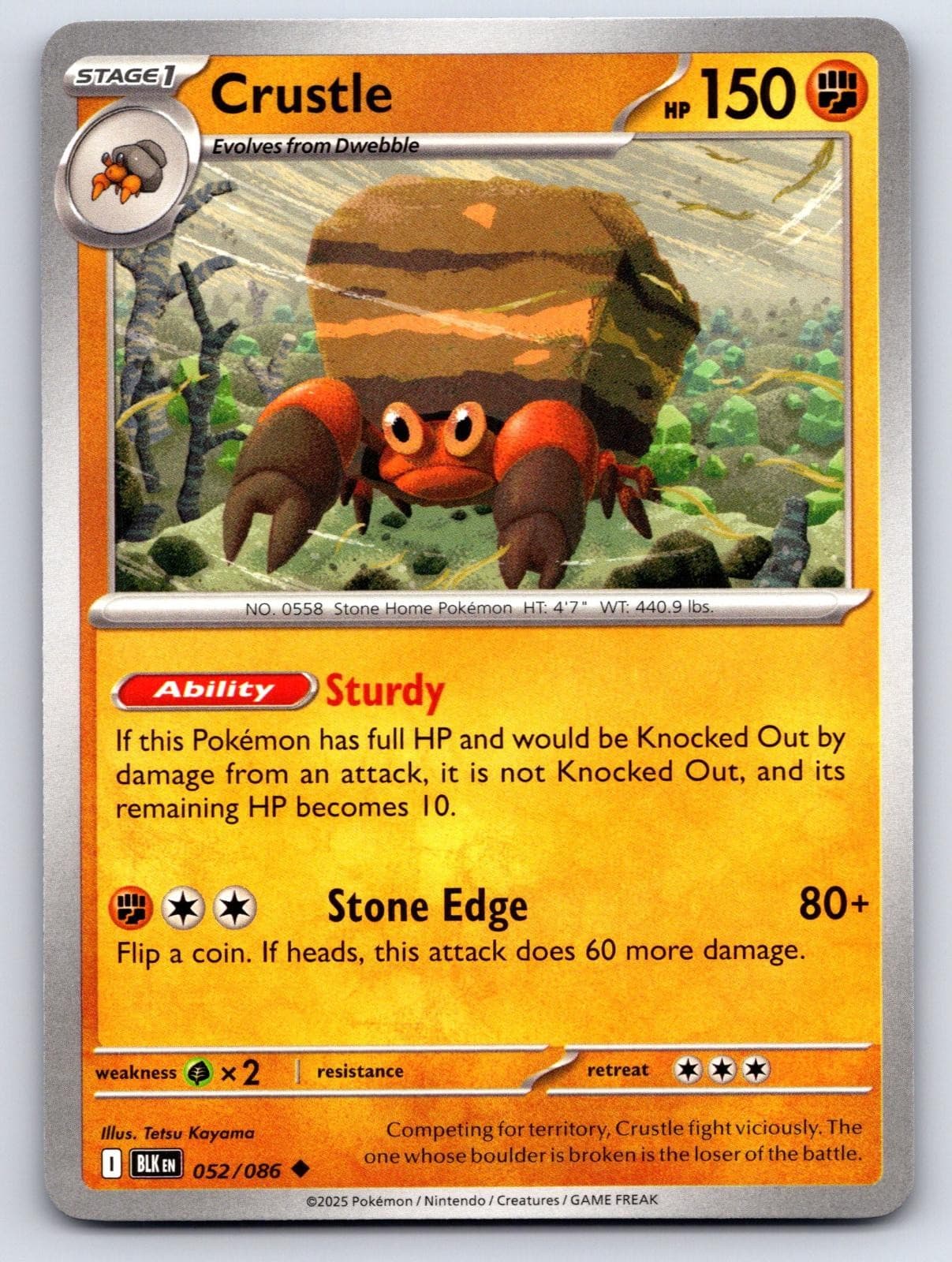 Crustle 052/086 Uncommon Black Bolt Pokemon