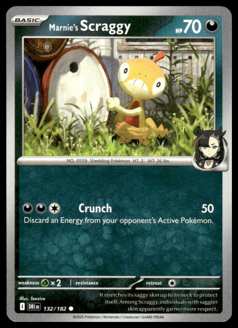 Marnie's Scraggy 132/182 Common Destined Rivals Pokemon Near Mint