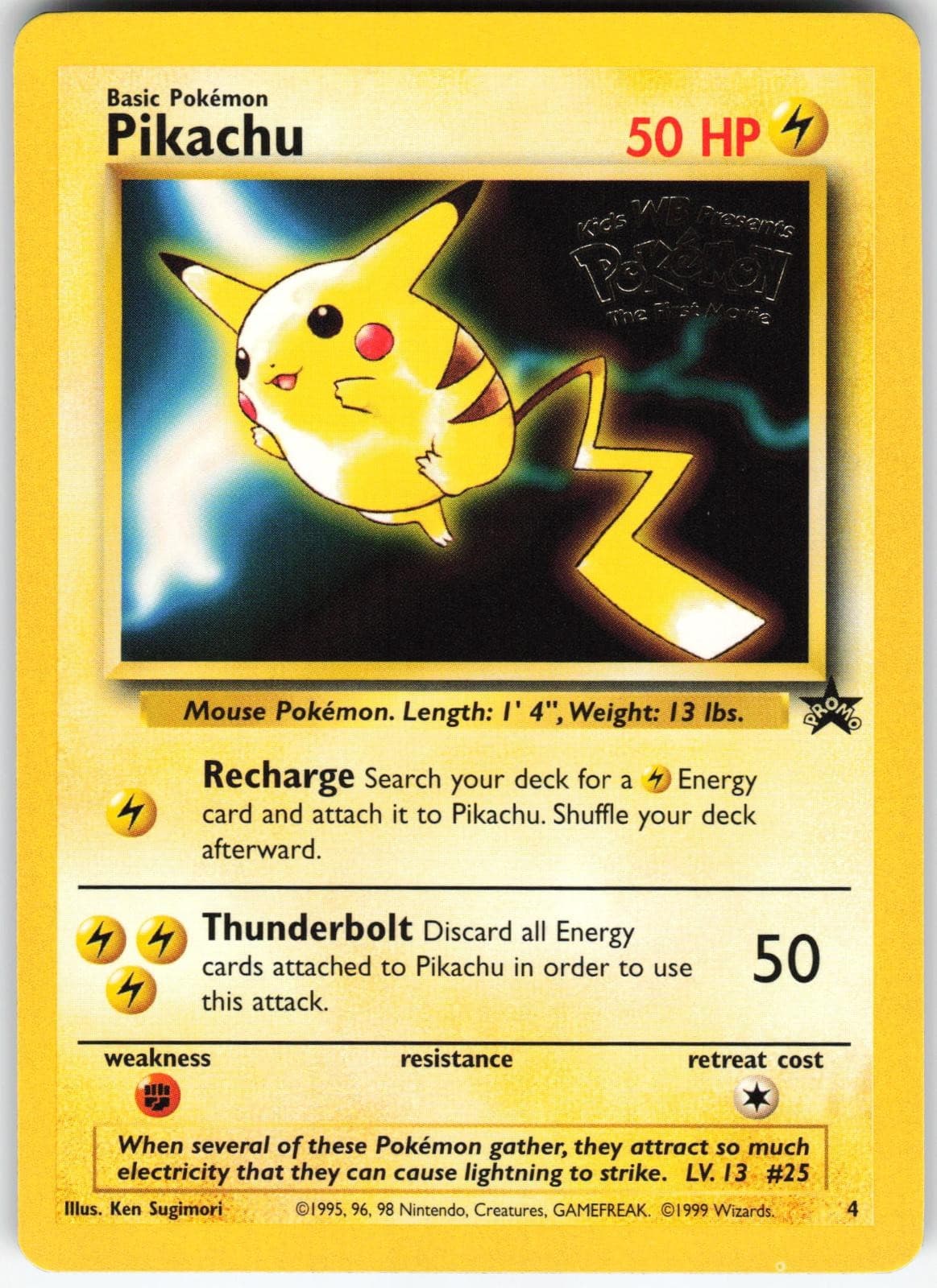 Pikachu 4 Promo Wizards Black Star Promos Pokemon Near Mint WOTC Movie Grail