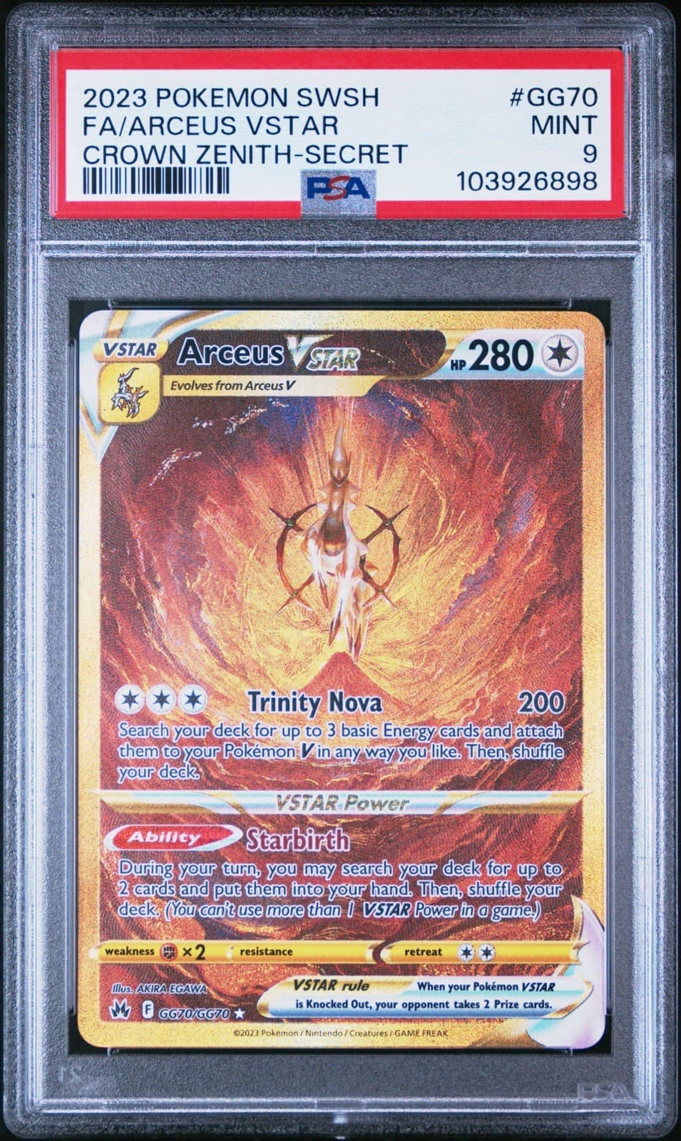 Arceus Vstar GG70/GG70 Secret Sword Shield Crown Zenith Pokemon PSA 9 MINT