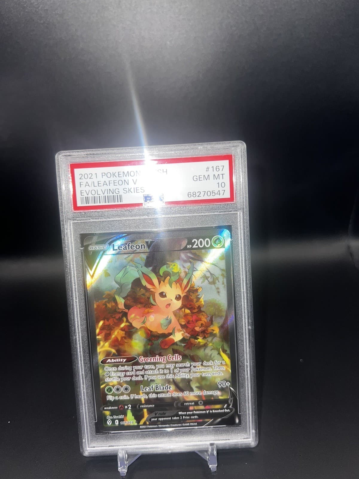 2021 POKEMON SWORD & SHIELD EVOLVING SKIES #167 FULL ART/LEAFEON V PSA 10